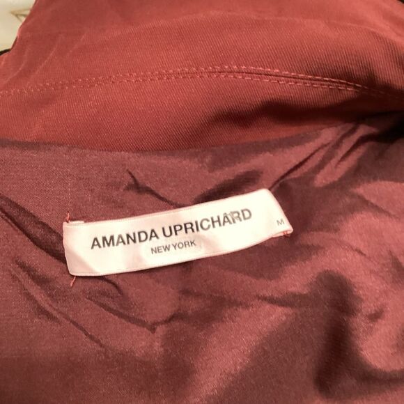 Amanda Uprichard Cropped Button Up Blazer Burgundy Women’s Jacket Size M - Picture 11 of 13